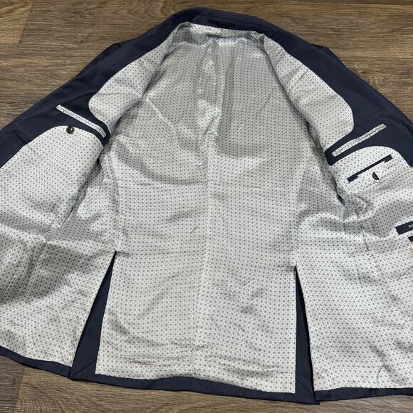 SUITSUPPLY Wool Vitale Barberis Blue Two Button Lazio Blazer Sz 42 Windowpane - Picture 10 of 16